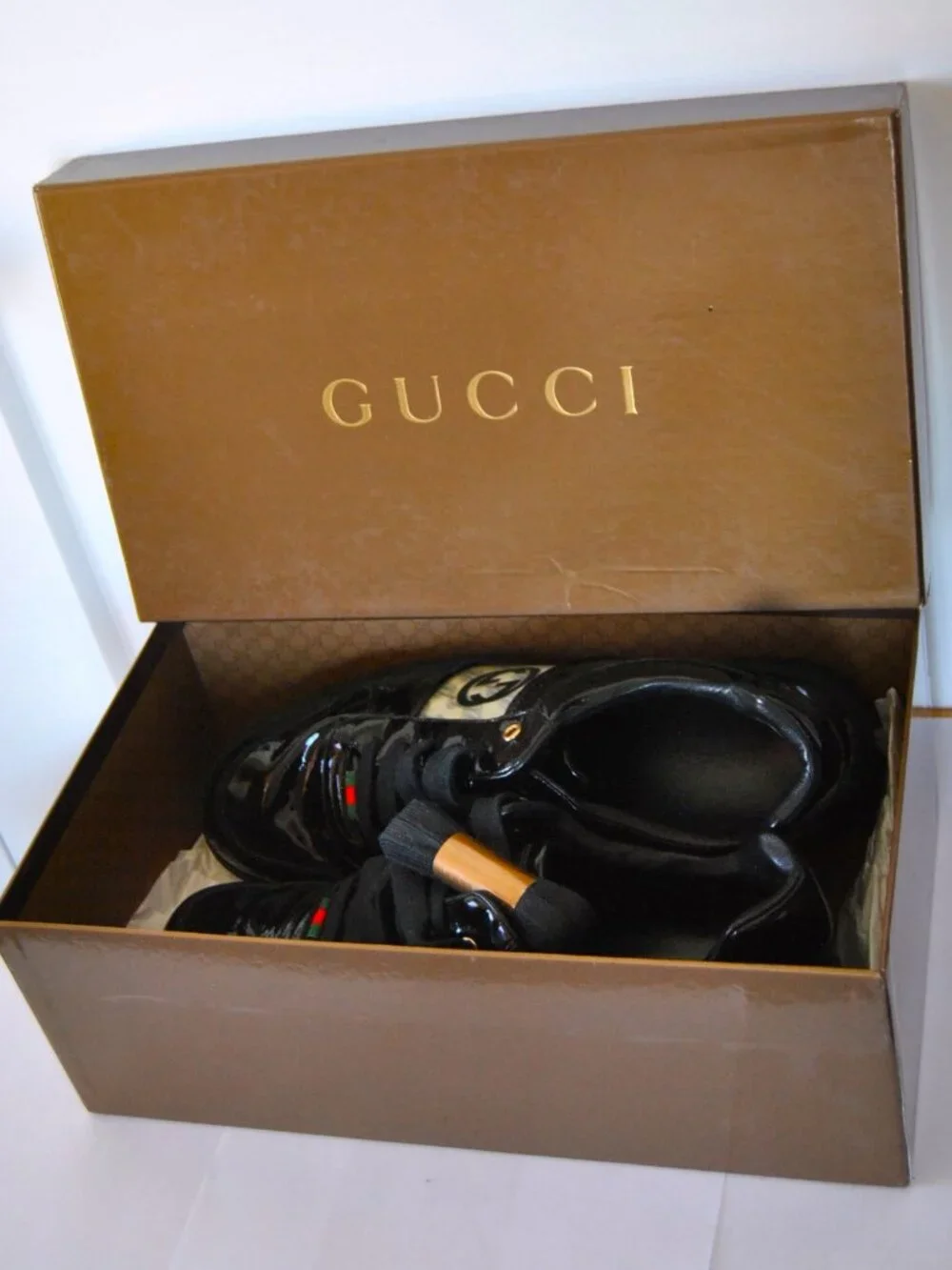 Gucci Patent Leather Mens Shoes Luxury Sneakers with original Box